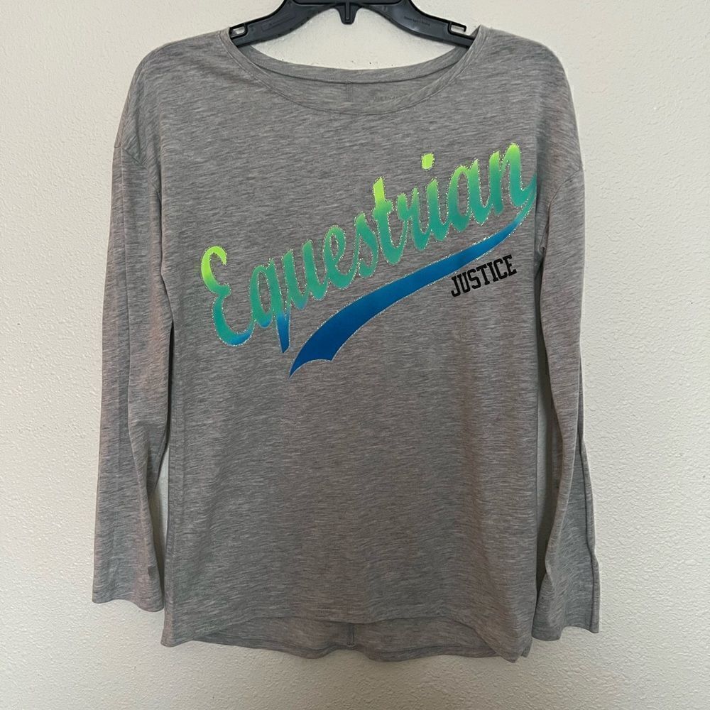 JUSTICE Active Grey Long Sleeve Top Girls Size 14